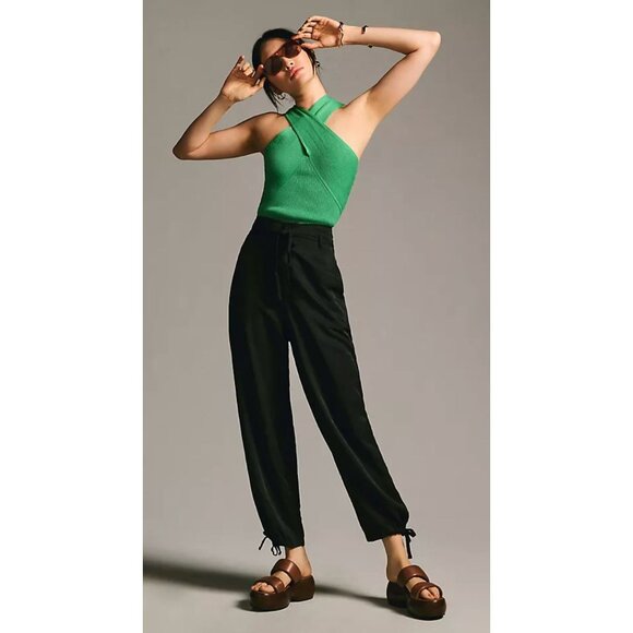 Anthropologie Tiny Brand Black Heidi Button Fly Tie Pants‎ Loose Fit Size XXS - Picture 3 of 14